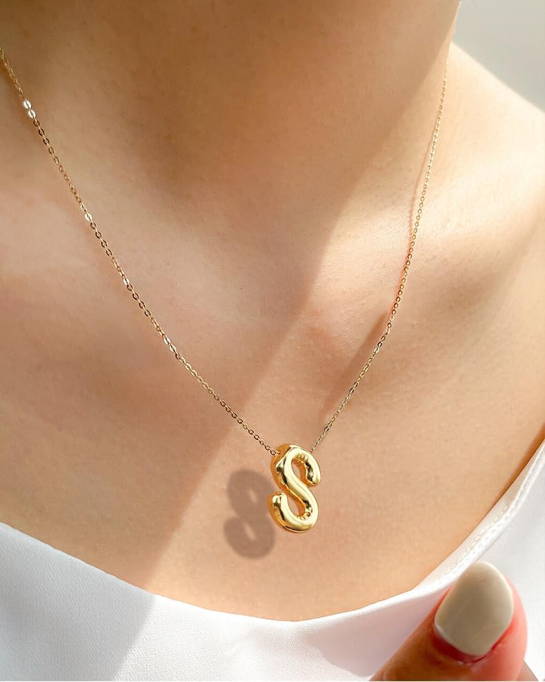 MTINEAPS Store Gold Initial Necklaces Gifts for Teen Girls Women, Teen Girl Gift Trendy Bubble Letter Pendant Necklace Jewelry Personalized Birthday Gifts for Girls Teens Women - Image 4